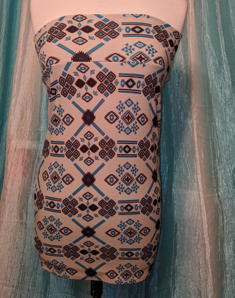 Lularoe Cassie Pencil Skirt - small - brown and teal - pull on skirt - stretchy